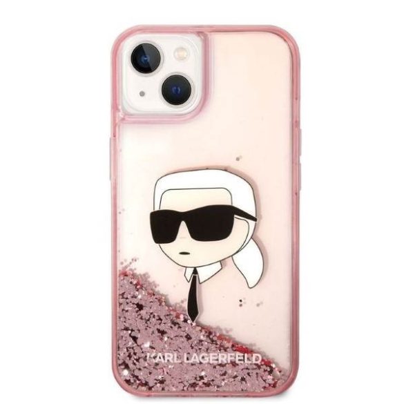 Karl Lagerfeld KLHCP14SLNKHCP iPhone 14 / 15 / 13 6,1" rózsaszín keménytok Glitter Karl Head