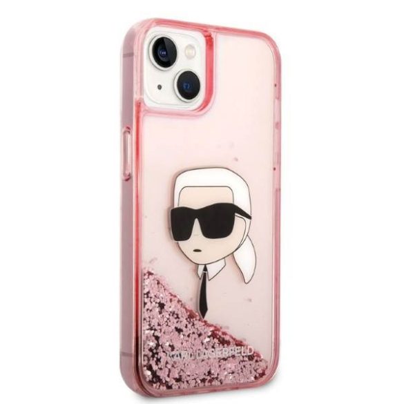 Karl Lagerfeld KLHCP14SLNKHCP iPhone 14 / 15 / 13 6,1" rózsaszín keménytok Glitter Karl Head