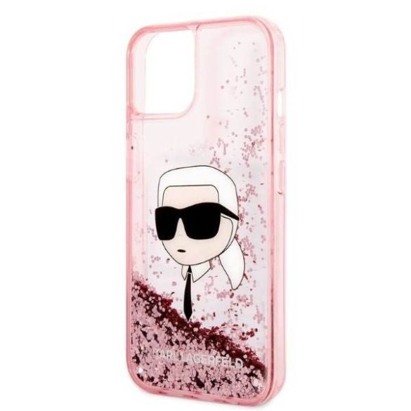 Karl Lagerfeld KLHCP14SLNKHCP iPhone 14 / 15 / 13 6,1" rózsaszín keménytok Glitter Karl Head