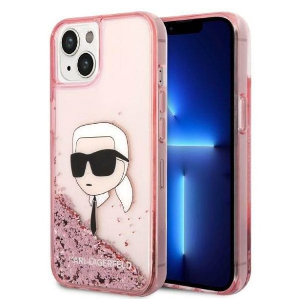 Karl Lagerfeld KLHCP14MLNKHCP iPhone 14 Plus / 15 Plus 6,7" rózsaszín keménytok Glitter Karl Head