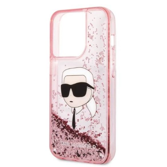 Karl Lagerfeld KLHCP14LLNKHCP iPhone 14 Pro 6,1" rózsaszín csillogó keménytok Karl fej
