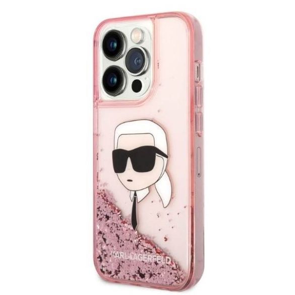 Karl Lagerfeld KLHCP14XLNKHCP iPhone 14 Pro Max 6,7" rózsaszín csillogó keménytok Glitter Karl fej