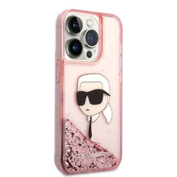 Karl Lagerfeld KLHCP14XLNKHCP iPhone 14 Pro Max 6,7" rózsaszín csillogó keménytok Glitter Karl fej