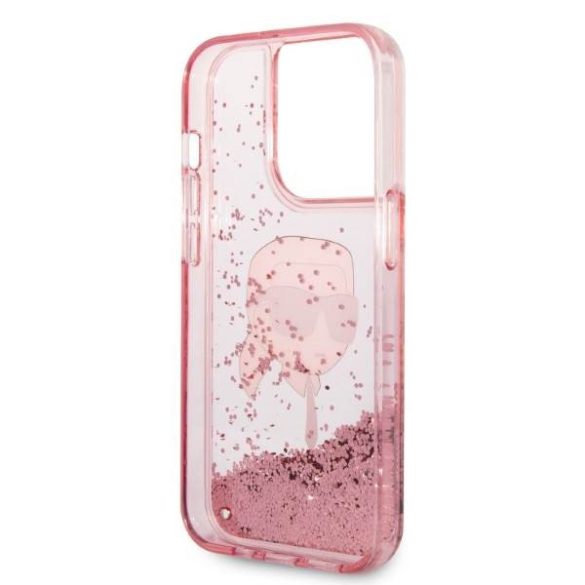 Karl Lagerfeld KLHCP14XLNKHCP iPhone 14 Pro Max 6,7" rózsaszín csillogó keménytok Glitter Karl fej