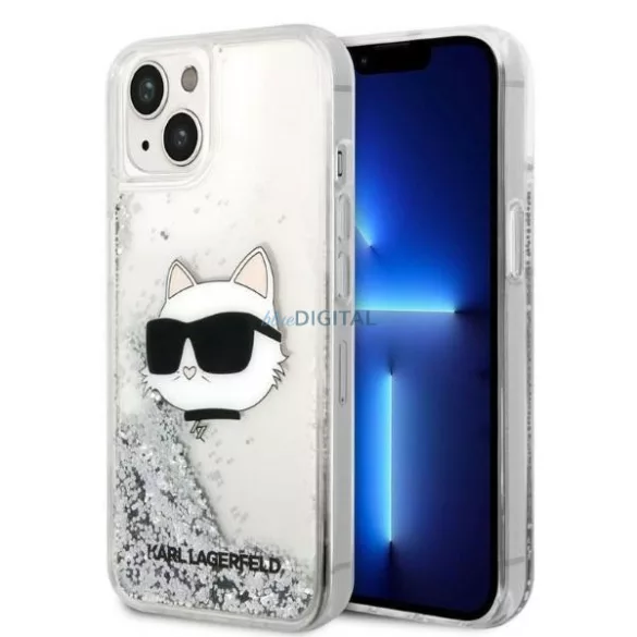 Karl Lagerfeld KLHCP14MLNCHCS iPhone 14 Plus 6,7" ezüst keménytok Glitter Choupette Head