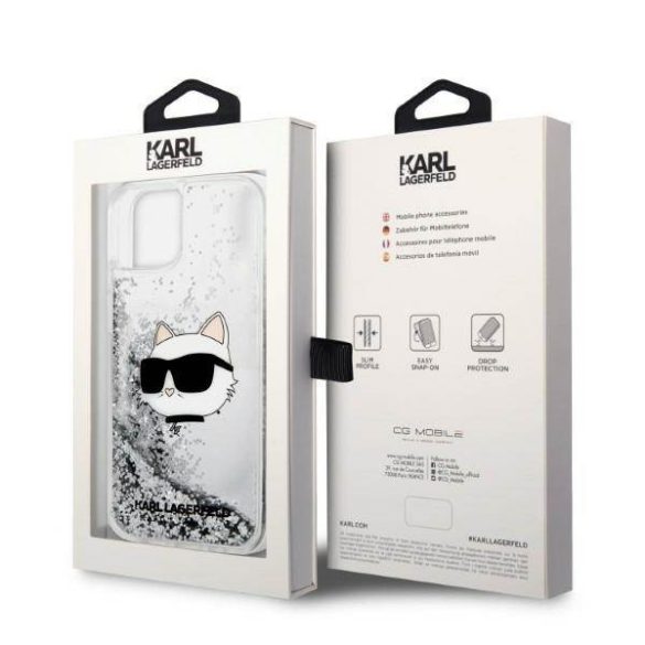 Karl Lagerfeld KLHCP14MLNCHCS iPhone 14 Plus / 15 Plus 6,7" ezüst keménytok Glitter Choupette Head