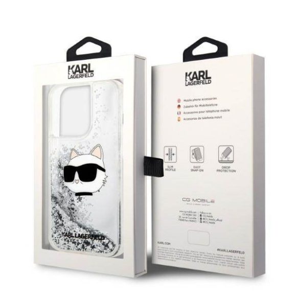 Karl Lagerfeld KLHCP14LLNCHCS iPhone 14 Pro 6,1" ezüst csillogó keménytok Choupette fej