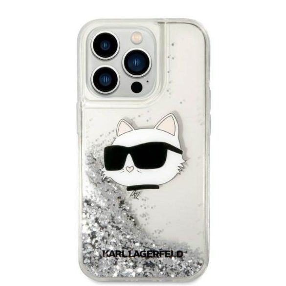 Karl Lagerfeld KLHCP14XLNCHCS iPhone 14 Pro Max 6,7" ezüst csillogó keménytok Choupette fej