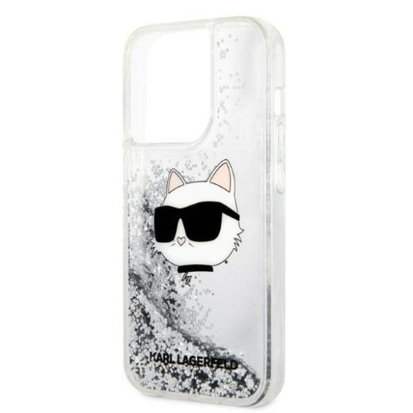 Karl Lagerfeld KLHCP14XLNCHCS iPhone 14 Pro Max 6,7" ezüst csillogó keménytok Choupette fej