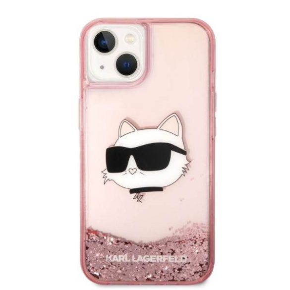 Karl Lagerfeld KLHCP14MLNCHCP iPhone 14 Plus / 15 Plus 6,7" rózsaszín keménytok Glitter Choupette fej