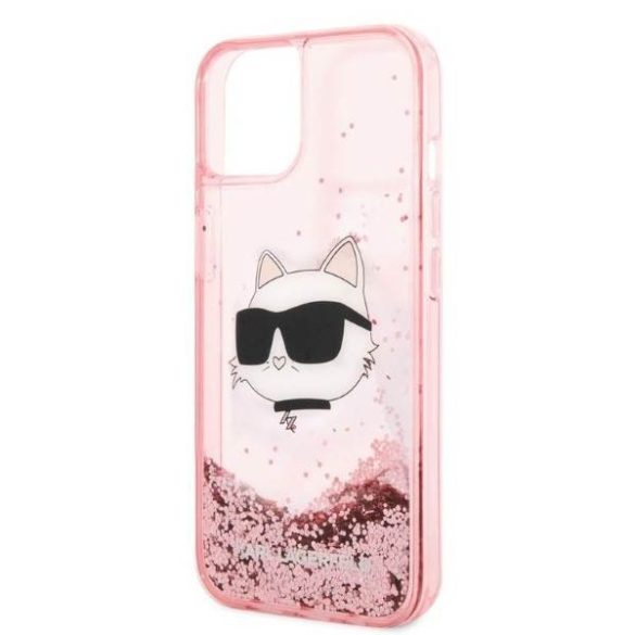 Karl Lagerfeld KLHCP14MLNCHCP iPhone 14 Plus / 15 Plus 6,7" rózsaszín keménytok Glitter Choupette fej