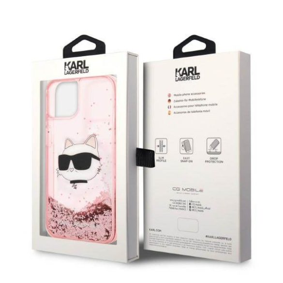 Karl Lagerfeld KLHCP14MLNCHCP iPhone 14 Plus / 15 Plus 6,7" rózsaszín keménytok Glitter Choupette fej