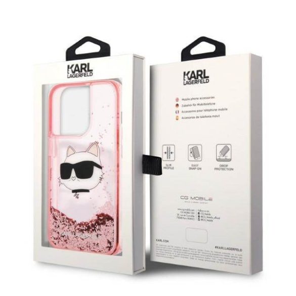 Karl Lagerfeld KLHCP14XLNCHCP iPhone 14 Pro Max 6,7" rózsaszín csillogó keménytok Choupette fej