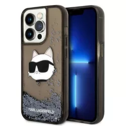   Karl Lagerfeld KLHCP14LLNCHCK iPhone 14 Pro 6,1" fekete csillogó keménytok Choupette fej