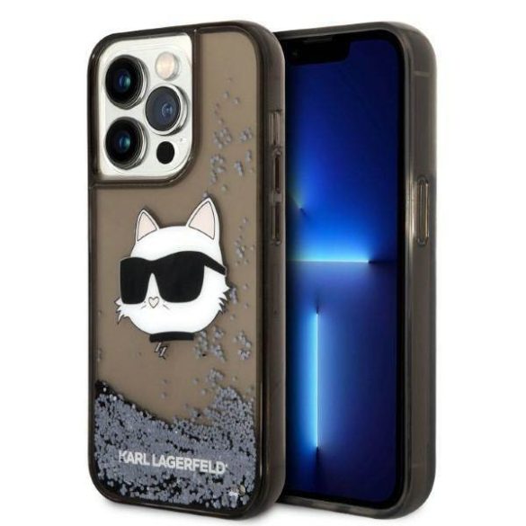 Karl Lagerfeld KLHCP14LLNCHCK iPhone 14 Pro 6,1" fekete csillogó keménytok Choupette fej