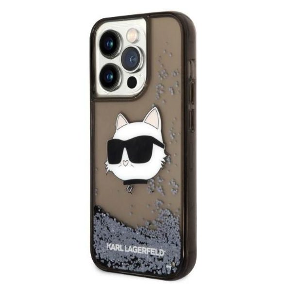 Karl Lagerfeld KLHCP14LLNCHCK iPhone 14 Pro 6,1" fekete csillogó keménytok Choupette fej