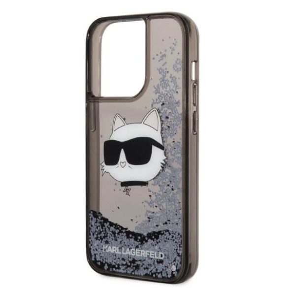 Karl Lagerfeld KLHCP14LLNCHCK iPhone 14 Pro 6,1" fekete csillogó keménytok Choupette fej
