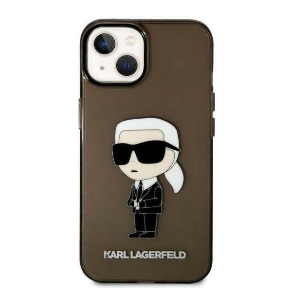 Karl Lagerfeld KLHCP14SHNIKTCK iPhone 14 / 15 / 13 6,1" fekete keménytok ikonikus Karl Lagerfeld