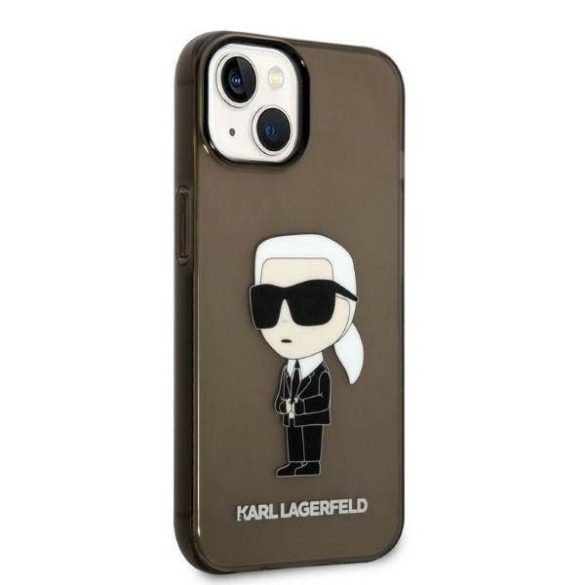 Karl Lagerfeld KLHCP14SHNIKTCK iPhone 14 / 15 / 13 6,1" fekete keménytok ikonikus Karl Lagerfeld