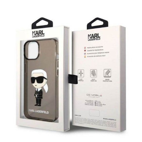 Karl Lagerfeld KLHCP14MHNIKTCK iPhone 14 Plus / 15 Plus 6,7" fekete keménytok ikonikus Karl Lagerfeld