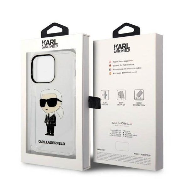 Karl Lagerfeld KLHCP14LHNIKTCT iPhone 14 Pro 6,1" átlátszó ikonikus Karl Lagerfeld keménytok