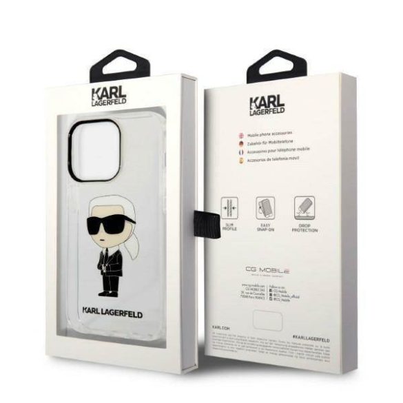 Karl Lagerfeld KLHCP14XHNIKTCT iPhone 14 Pro Max 6,7" átlátszó ikonikus Karl Lagerfeld keménytok