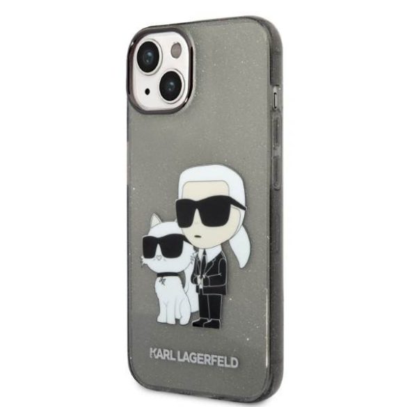 Karl Lagerfeld KLHCP14MHNKCTGK iPhone 14 Plus / 15 Plus 6,7" fekete keménytok Glitter Karl&Choupette