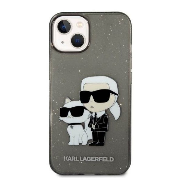 Karl Lagerfeld KLHCP14MHNKCTGK iPhone 14 Plus / 15 Plus 6,7" fekete keménytok Glitter Karl&Choupette