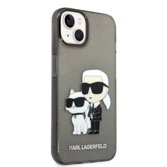 Karl Lagerfeld KLHCP14MHNKCTGK iPhone 14 Plus / 15 Plus 6,7" fekete keménytok Glitter Karl&Choupette