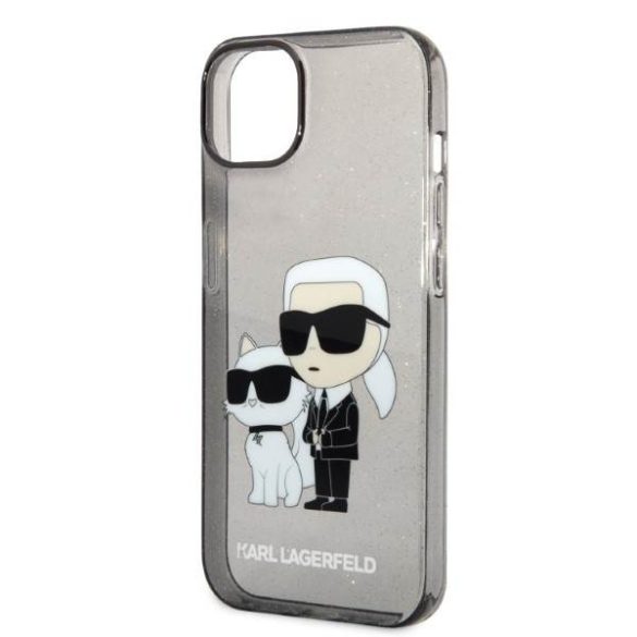 Karl Lagerfeld KLHCP14MHNKCTGK iPhone 14 Plus / 15 Plus 6,7" fekete keménytok Glitter Karl&Choupette