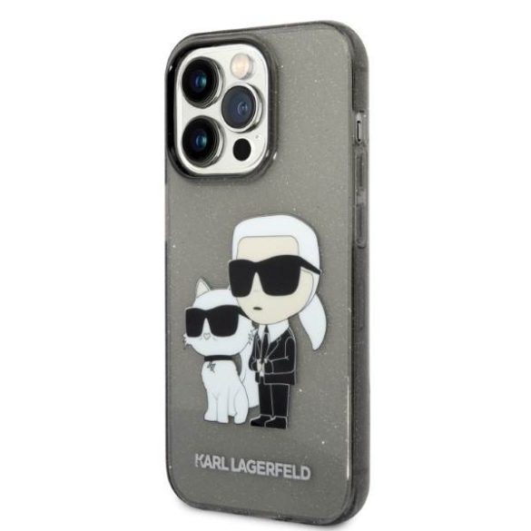 Karl Lagerfeld KLHCP14LHNKCTGK iPhone 14 Pro 6,1" fekete csillogó Karl&Choupette keménytok