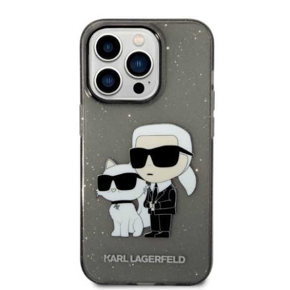 Karl Lagerfeld KLHCP14LHNKCTGK iPhone 14 Pro 6,1" fekete csillogó Karl&Choupette keménytok