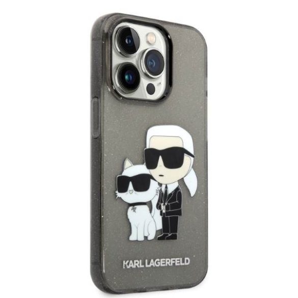 Karl Lagerfeld KLHCP14LHNKCTGK iPhone 14 Pro 6,1" fekete csillogó Karl&Choupette keménytok