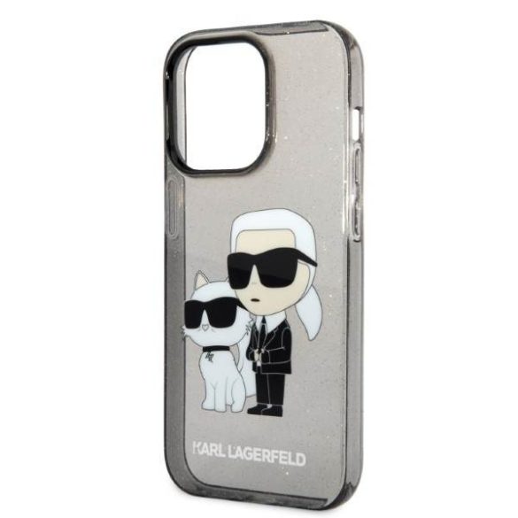 Karl Lagerfeld KLHCP14LHNKCTGK iPhone 14 Pro 6,1" fekete csillogó Karl&Choupette keménytok