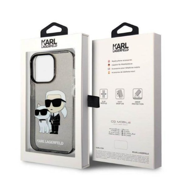 Karl Lagerfeld KLHCP14LHNKCTGK iPhone 14 Pro 6,1" fekete csillogó Karl&Choupette keménytok