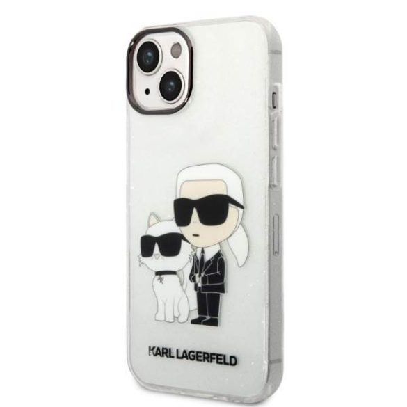 Karl Lagerfeld KLHCP14MHNKCTGT iPhone 14 Plus / 15 Plus 6,7" átlátszó keménytok csillogó Karl&Choupette