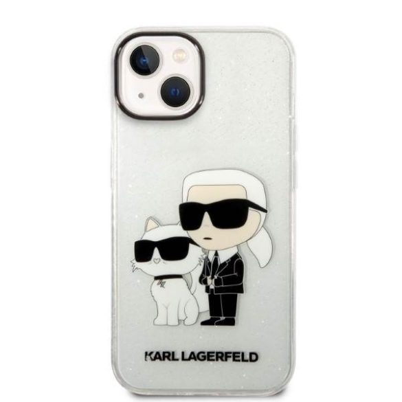 Karl Lagerfeld KLHCP14MHNKCTGT iPhone 14 Plus / 15 Plus 6,7" átlátszó keménytok csillogó Karl&Choupette