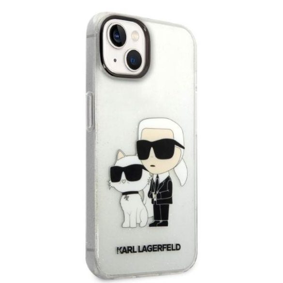 Karl Lagerfeld KLHCP14MHNKCTGT iPhone 14 Plus / 15 Plus 6,7" átlátszó keménytok csillogó Karl&Choupette