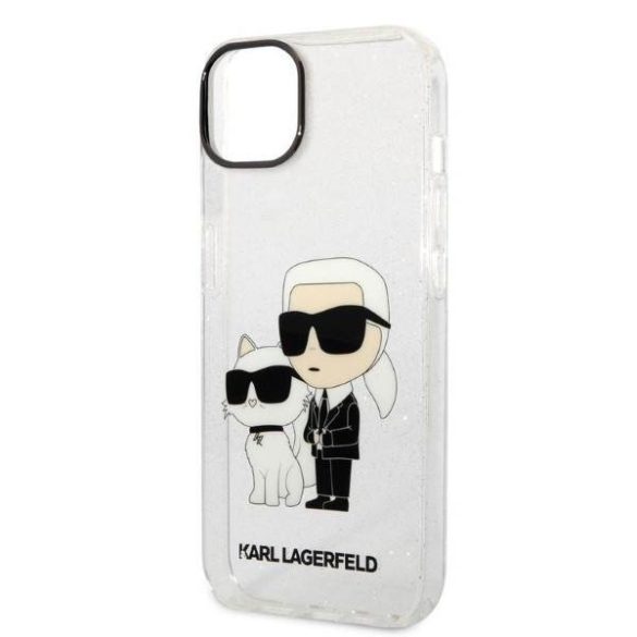 Karl Lagerfeld KLHCP14MHNKCTGT iPhone 14 Plus / 15 Plus 6,7" átlátszó keménytok csillogó Karl&Choupette