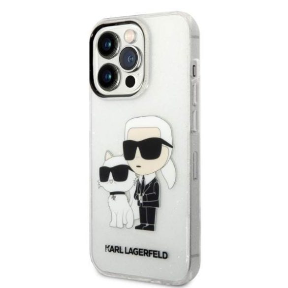 Karl Lagerfeld KLHCP14LHNKCTGT iPhone 14 Pro 6,1" átlátszó csillogó Karl&Choupette keménytok