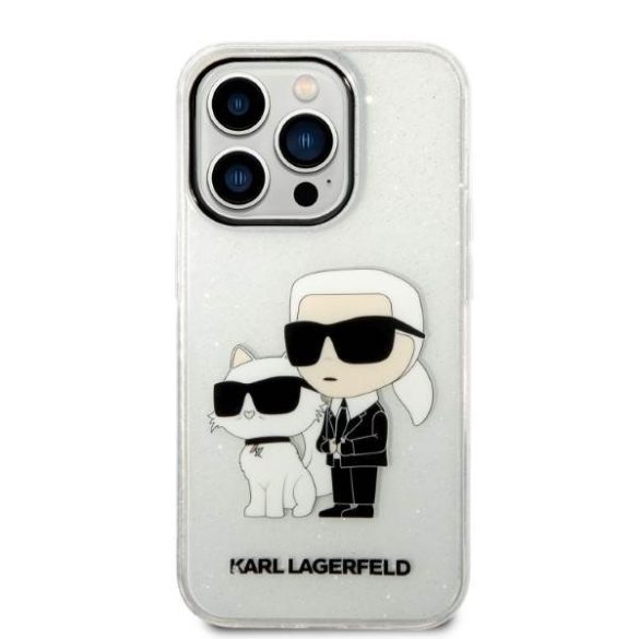Karl Lagerfeld KLHCP14LHNKCTGT iPhone 14 Pro 6,1" átlátszó csillogó Karl&Choupette keménytok