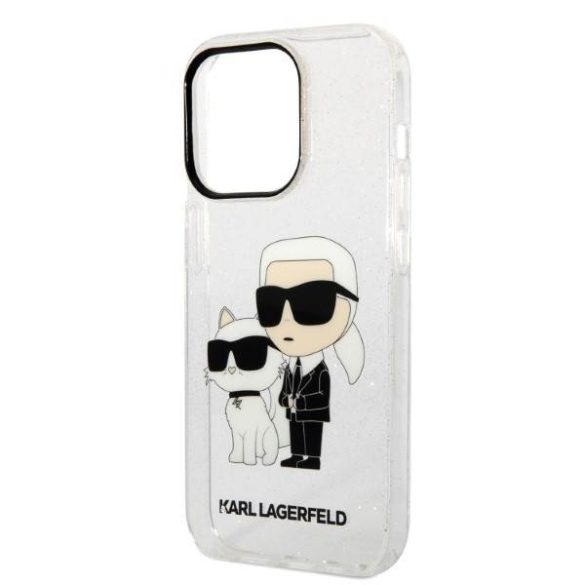 Karl Lagerfeld KLHCP14LHNKCTGT iPhone 14 Pro 6,1" átlátszó csillogó Karl&Choupette keménytok