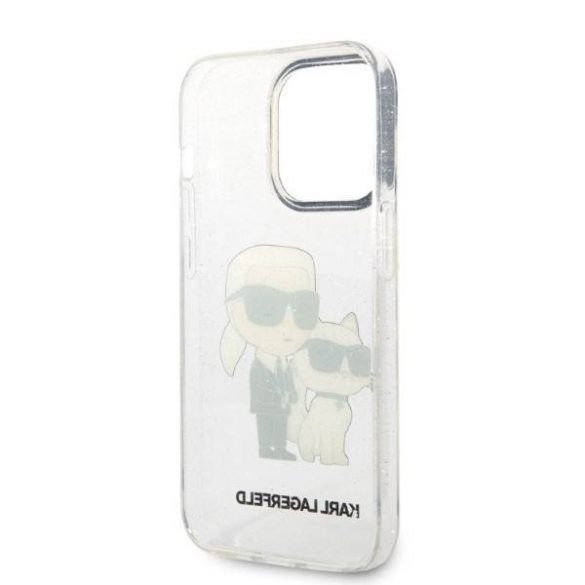 Karl Lagerfeld KLHCP14LHNKCTGT iPhone 14 Pro 6,1" átlátszó csillogó Karl&Choupette keménytok