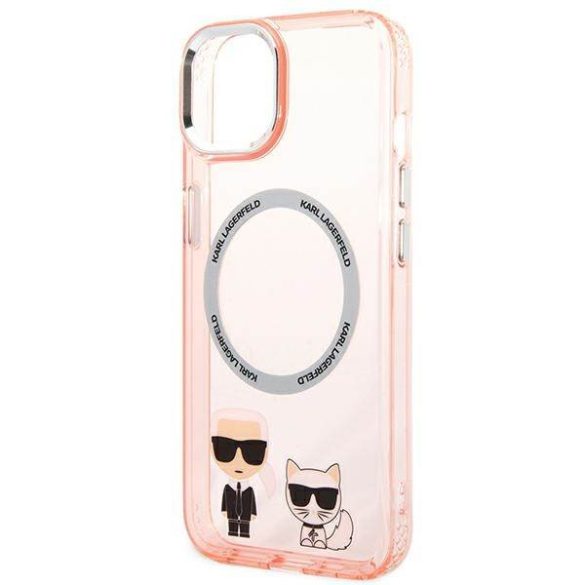 Karl Lagerfeld KLHMP14SHKCP iPhone 14 / 15 / 13 6,1" keménytok rózsaszín Karl & Choupette Alumínium Magsafe