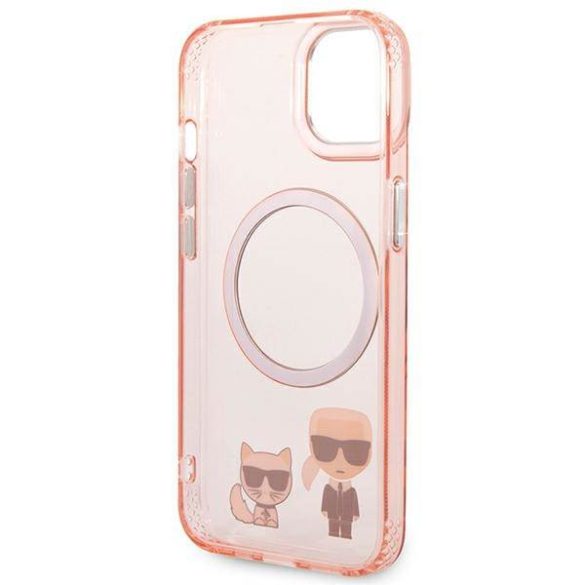 Karl Lagerfeld KLHMP14SHKCP iPhone 14 / 15 / 13 6,1" keménytok rózsaszín Karl & Choupette Alumínium Magsafe