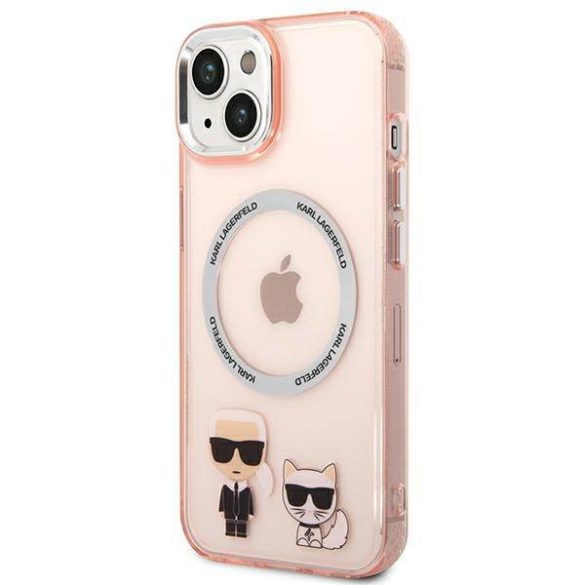 Karl Lagerfeld KLHMP14MHKCP iPhone 14 Plus / 15 Plus 6,7" keménytok rózsaszín Karl & Choupette alumínium Magsafe