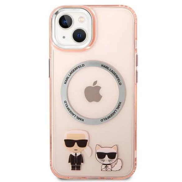 Karl Lagerfeld KLHMP14MHKCP iPhone 14 Plus / 15 Plus 6,7" keménytok rózsaszín Karl & Choupette alumínium Magsafe