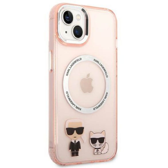 Karl Lagerfeld KLHMP14MHKCP iPhone 14 Plus / 15 Plus 6,7" keménytok rózsaszín Karl & Choupette alumínium Magsafe