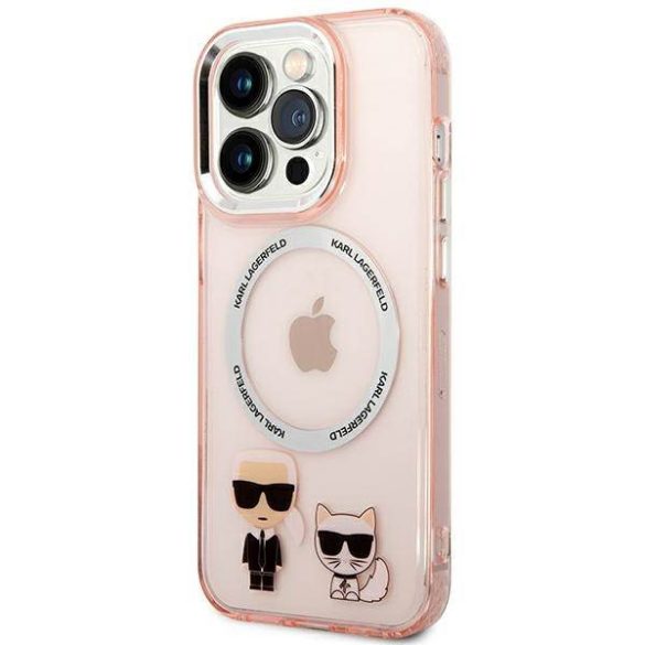 Karl Lagerfeld KLHMP14LHKCP iPhone 14 Pro 6,1" keménytok rózsaszín Karl & Choupette Alumínium Magsafe tok