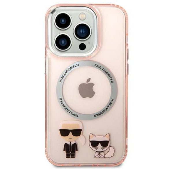 Karl Lagerfeld KLHMP14LHKCP iPhone 14 Pro 6,1" keménytok rózsaszín Karl & Choupette Alumínium Magsafe tok